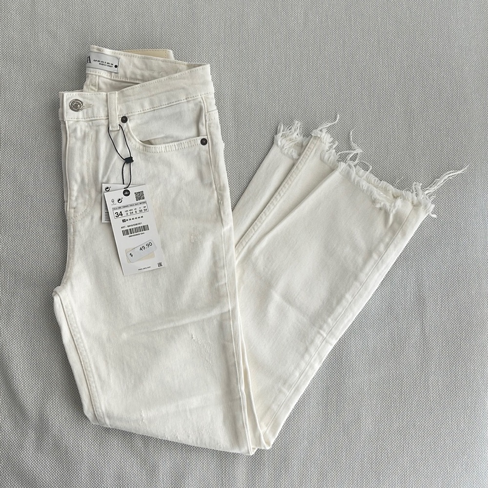High-waisted ZARA White Jeans
